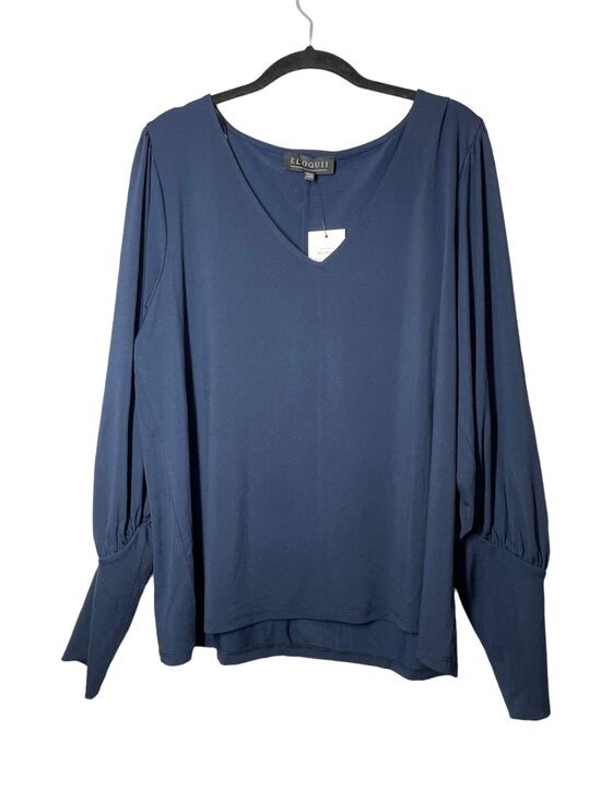 Eloquii Tops - Eloquii Navy Blue V-Neck Blouse Top Dramatic Sleeve NWT 18/20 Long Dolman